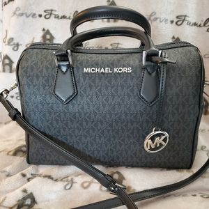 Michael Kors Large Black Logo Duffle Satchel